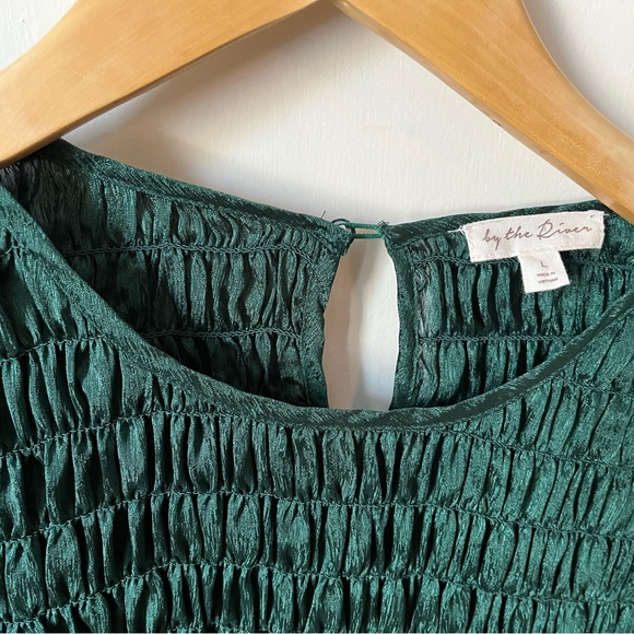 By the River dark emerald green long sleeve top, Sz L - Picture 5 of 6